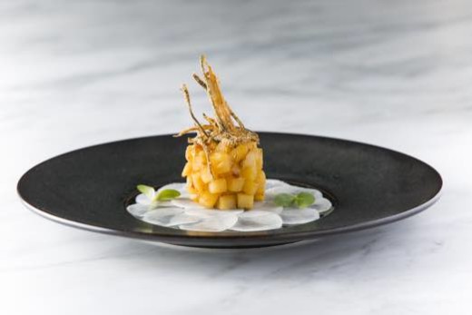 sweet potato shakarkandi, kohlrabi, crispy okra