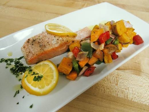 Copy of W1 D3 Baked Salmon with Sweet Potatoes and Peppers